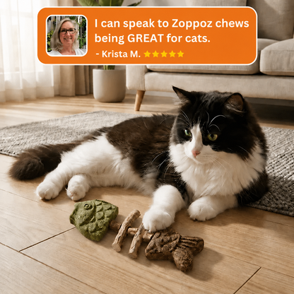 🐱 Zoppoz® CatFish Blend – Natural Catnip & Silvervine Dental Chew 🐟