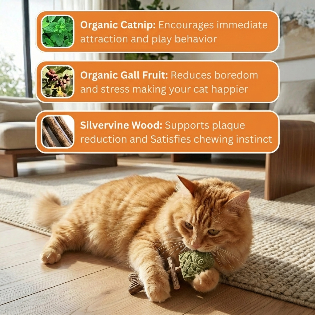 🐱 Zoppoz® CatFish Blend – Natural Catnip & Silvervine Dental Chew 🐟